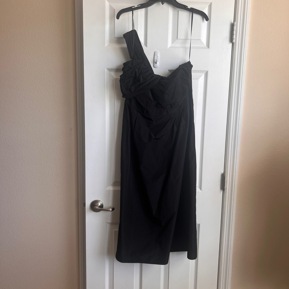 Banana Republic Black One Shoulder Ruched Formal Gown Dress‎ Size 8